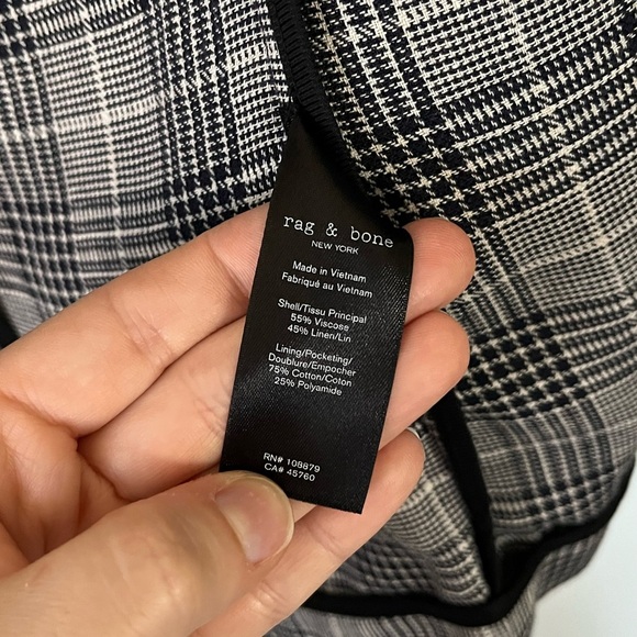Rag & Bone Claudia Linen Blend Blazer in Blue Plaid Women’s Size 4 - Picture 10 of 16